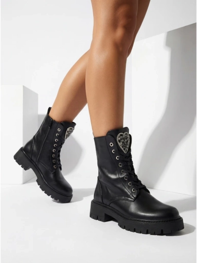 Dámské černé kožené elegantní boty Luna na podzim