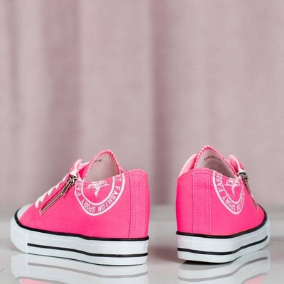 OUTLET Neonově růžové tenisky na vnitřním klínku s potiskem Fabiana - Obuv