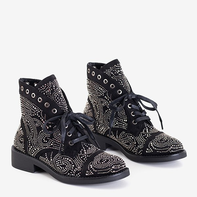 Чорні жіночі черевики зі стразами Elwira - Взуття