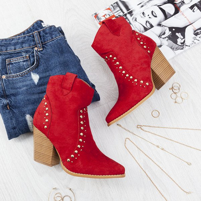 Červené kovbojské boty na vysokém sloupku Gana - Obuv