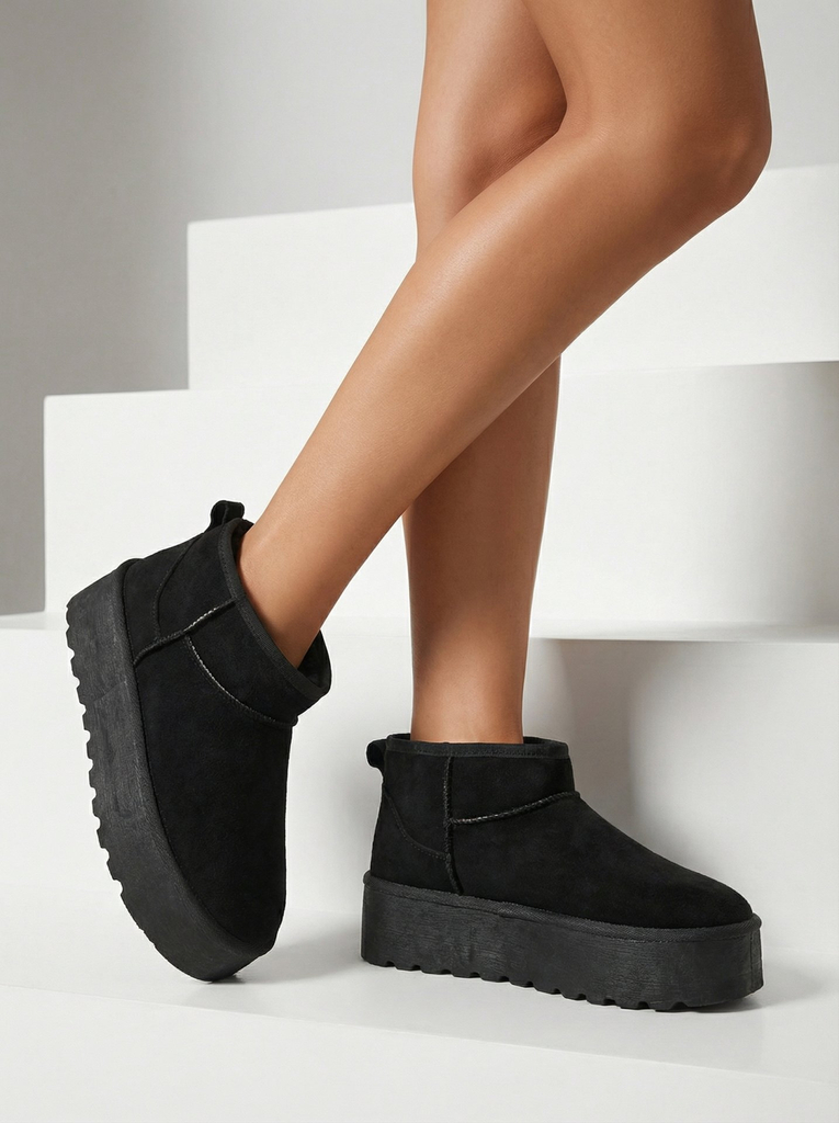 Royalfashion Dámské sněhule na platformě a'la v černé barvě Dagodo