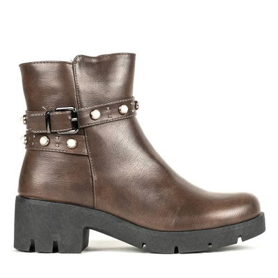 Hnědé boty s perlami Tasia - Obuv