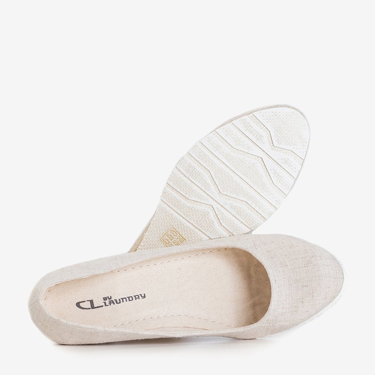 Dámské béžové lodičky v látkových klínech Selma - boty