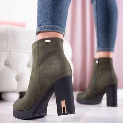 Zielone botki na wyższym słupku Teyoneas - Obuwie