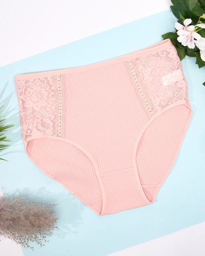 Dámské žebrované kalhotky v růžové barvě PLUS SIZE - Spodní prádlo