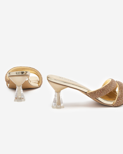Zlaté dámské sandály na nízkém podpatku Teroo - Obuv