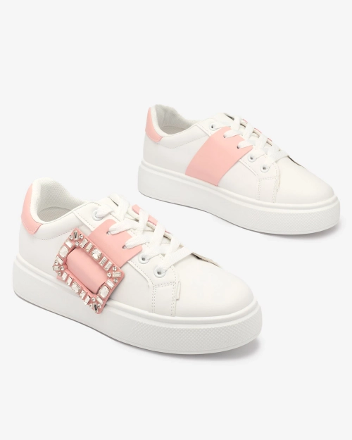 Білі та світло-рожеві жіночі спортивні кеди Serbs - Взуття