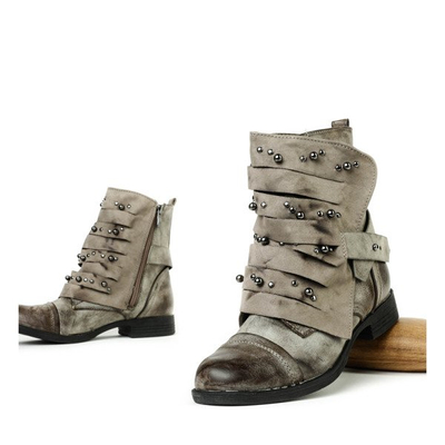Botki z dżetami w kolorze khaki Lenia - Obuwie