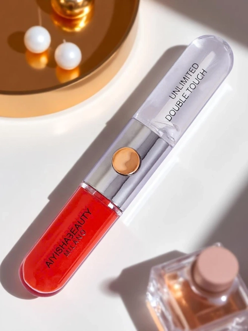 Помада і безбарвний блиск для губ 2-в-1 Яскраво-червоний