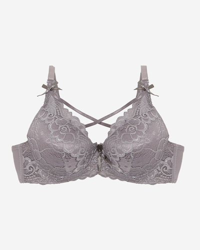 Бюстгальтер жіночий з мереживом сірого кольору - Білизна