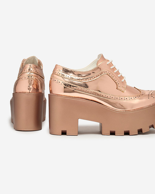 Royalfashion Рожево-золоті жіночі напівчеревики на високих підборах Kiaceas