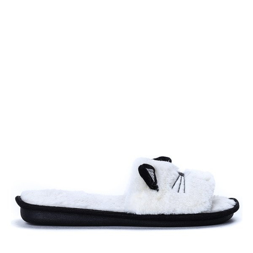Białe kapcie z uszami Kitty- Obuwie
