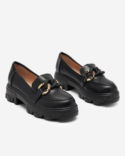 OUTLET Černé dámské boty se silnou podrážkou se zdobením Simero - Obuv