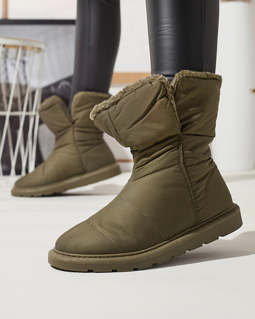 Темно-зелені жіночі черевики а-ля снігоступи Kalioli- Footwear