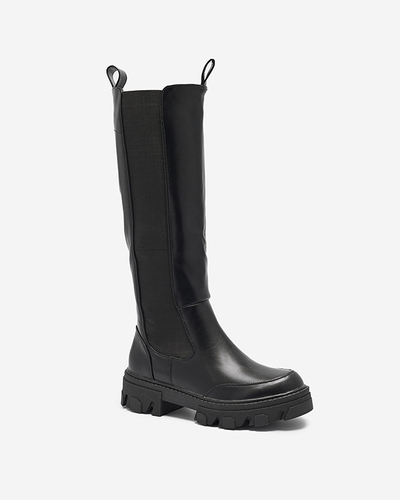 Жіночі ботфорти з екошкіри чорного кольору Ohirca- Взуття