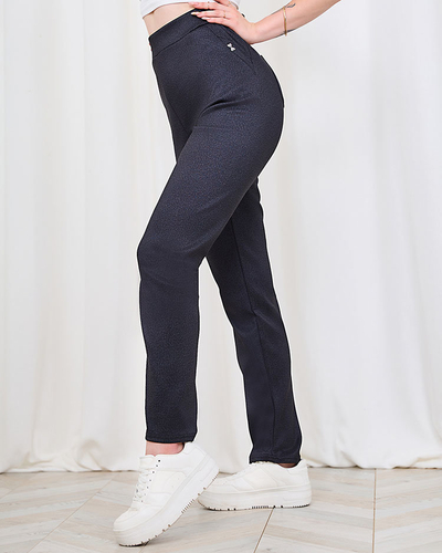 Royalfashion Vzorované černé dámské tegínové kalhoty PLUS SIZE