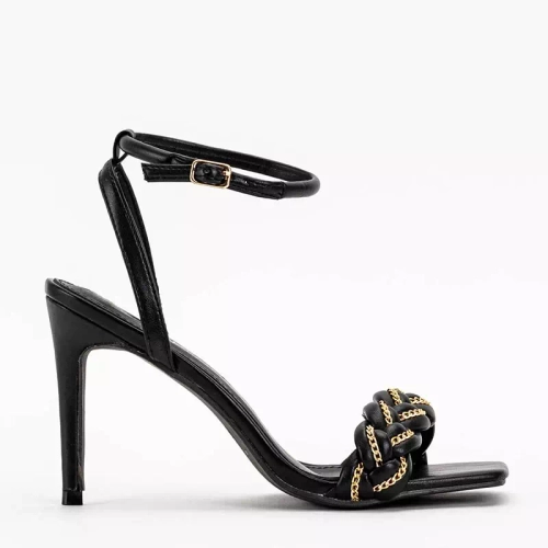 OUTLET Чорні жіночі босоніжки на високому каблуці Tenedi - Взуття