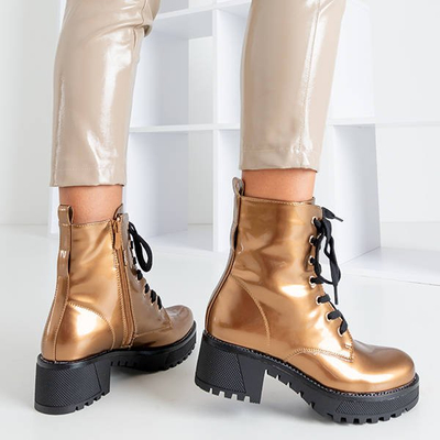 Dámská zlatá lakována Minna Workers - Footwear