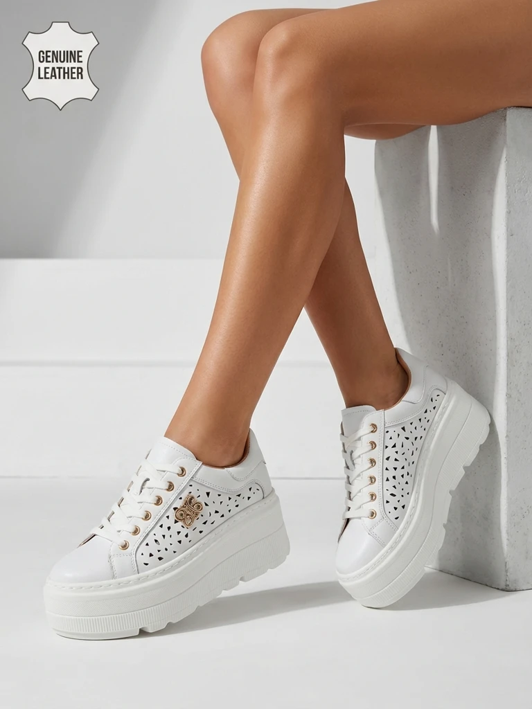 Ažurové sportovní dámské tenisky z přírodní kůže Atelle