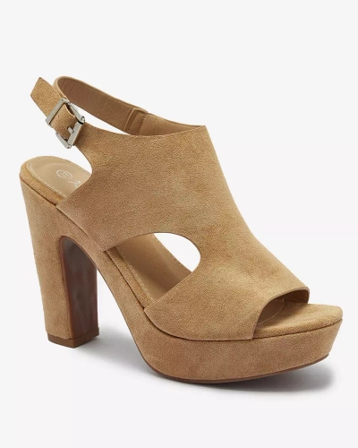 Світло-коричневі жіночі босоніжки на стійкій танкетці Lamiess - Взуття