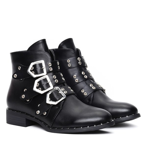 Czarne workery z trzema paskami Amaris- Obuwie