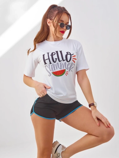 Royalfashion Dámská sportovní souprava s tričkem a šortkami Hello Summer