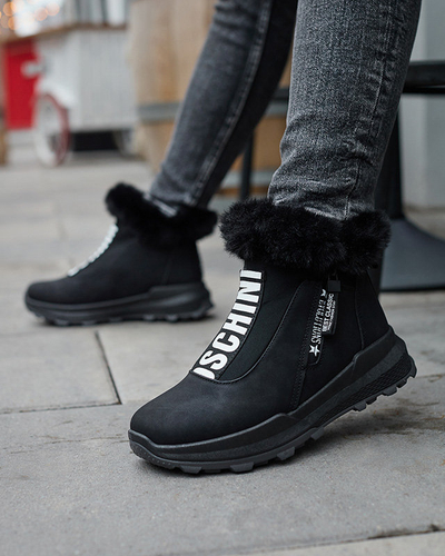 OUTLET Чорні жіночі утеплені черевики з хутром Scherr- Footwear