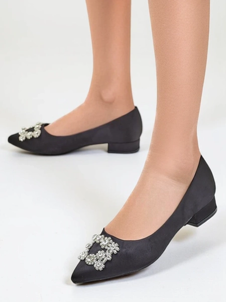 Royalfashion Dámské baleríny podobné saténu s přezkou Legant