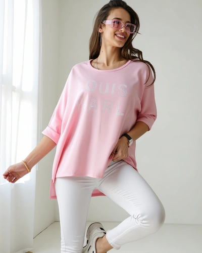 Royalfashion Dámská viskózová blůza s krystalkovými nápisy