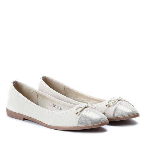 Beżowe baleriny z kokardką Mia - Obuwie