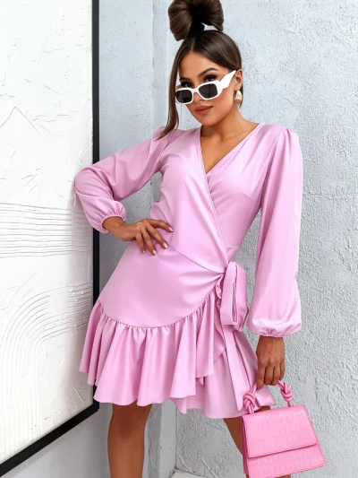 Royalfashion Dámské vázané mini šaty s volánky