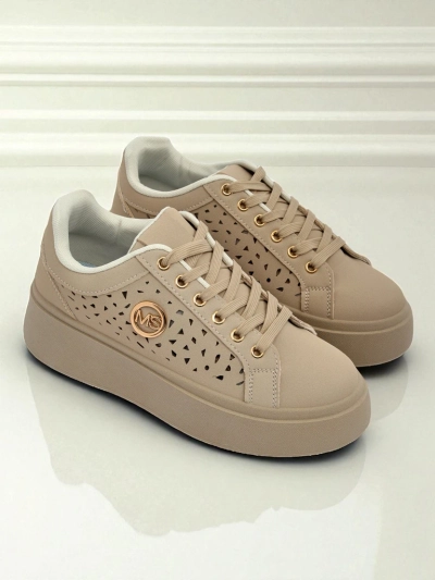 Cleo Ecru Platino – béžové tenisky na platformě Royalfashion eko kůže