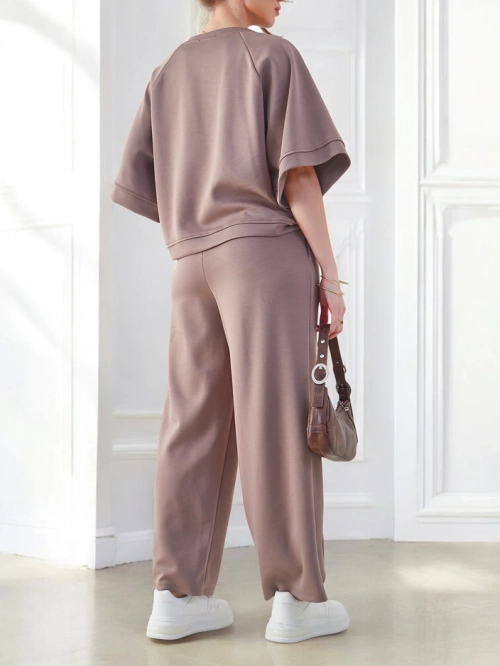 Royalfashion Жіночий комплект з короткими рукавами та широкими штанами