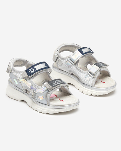 Сріблясті дитячі босоніжки з різнокольоровими вставками Meniko - Footwear