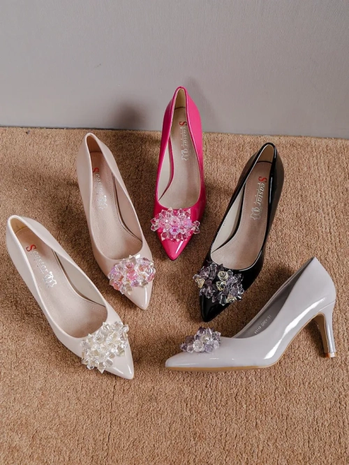 Royalfashion Глянцеві жіночі туфлі на шпильці з сіткою Ellona