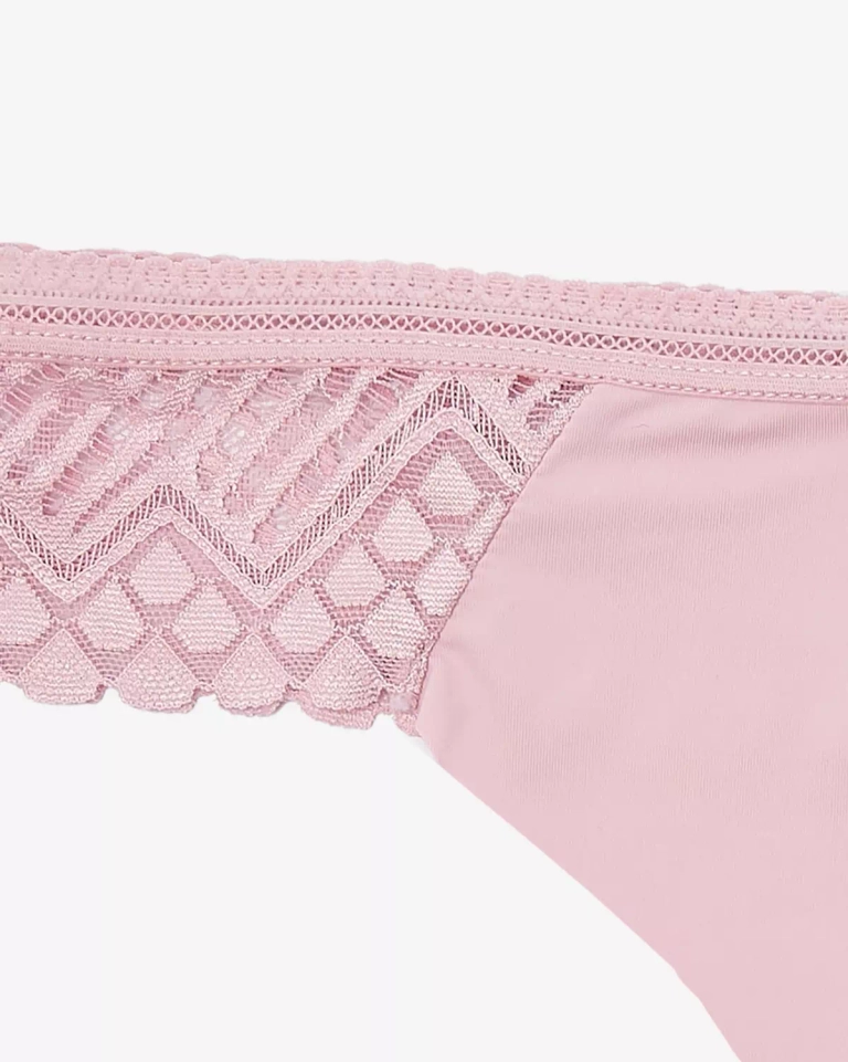 Růžové dámské kalhotky tanga s krajkou - Spodní prádlo