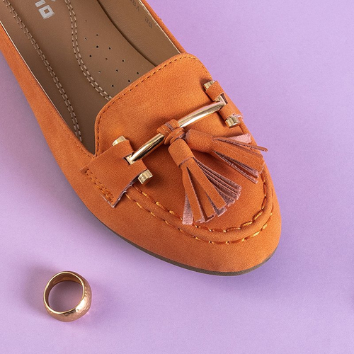 Помаранчеві жіночі мокасини з китицями Cilive
