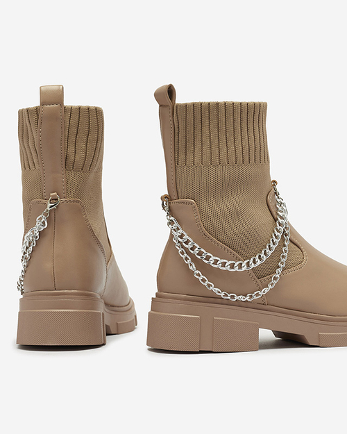 Чоботи жіночі світло-коричневі з верхом a'la sock Foldaf- Footwear