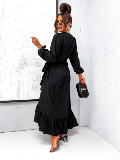 Royalfashion Зав'язане жіноче міді-сукня з рюшем