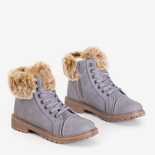 Сірі жіночі черевики з хутром Zonevka - Взуття