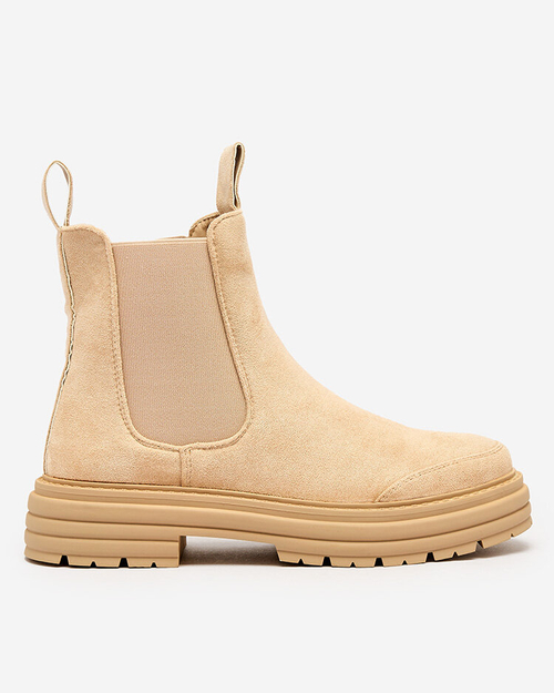 Бежеві жіночі черевики Royalfashion з декоративним ремінцем Loffdo