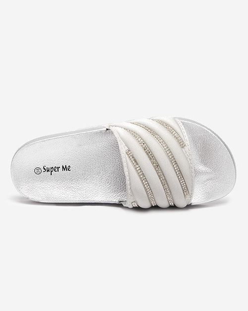 Срібні жіночі тапочки з фіанітом Mytaris - Взуття