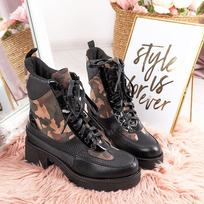 Чорні черевики з комуфляжною вставкою Berkut - Взуття