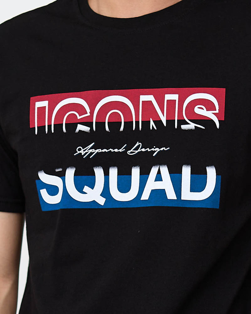 Чорна чоловіча футболка з принтом - Одяг