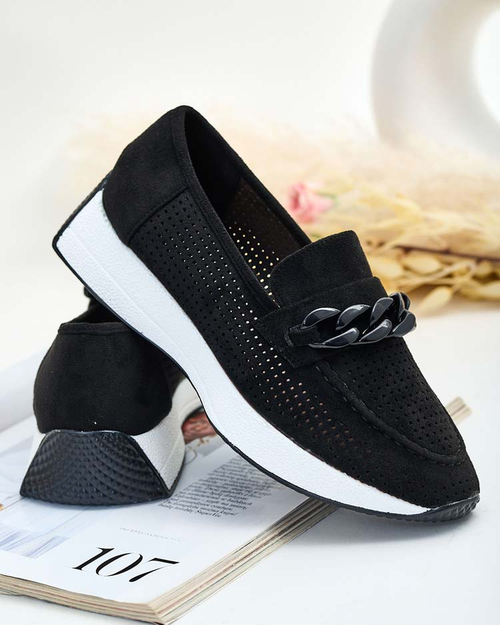 Royalfashion Ажурні жіночі мокасини з ланцюжком Isolla