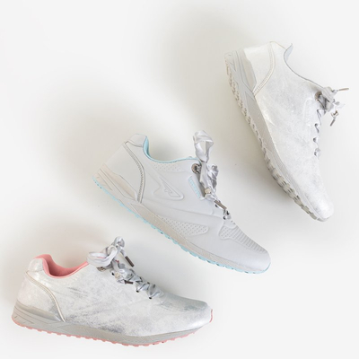 Světle šedé dámské brokátové sportovní boty se stuhou Simoli - Obuv