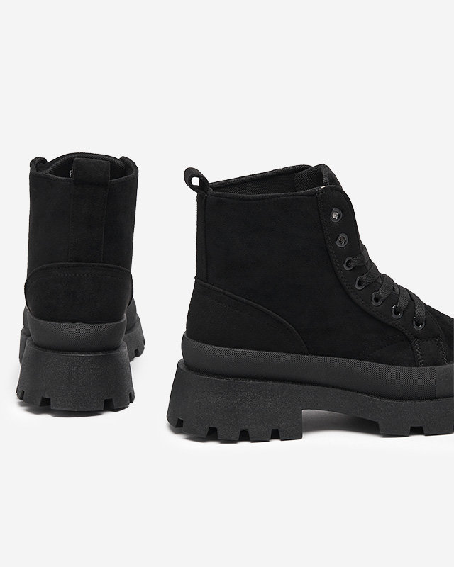 Dámské černé kozačky s eko semišem Lolut- Footwear