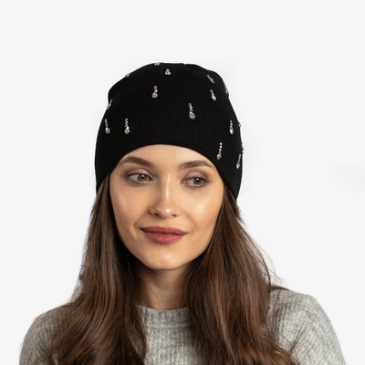 Dámský černý klobouk s kubickou zirkony - Doplňky