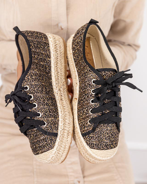 Чорні жіночі еспадрильї на низькій платформі Kioto