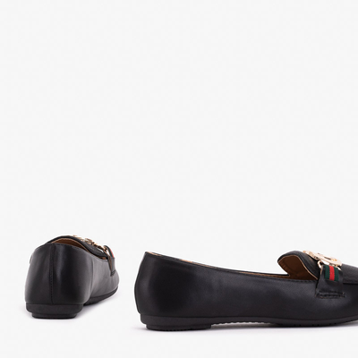 Чорні жіночі мокасини з пряжкою Meneris